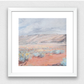 Australian artist Jaime Prosser framed painting titled 'Desert & Blue Bush Landscape'