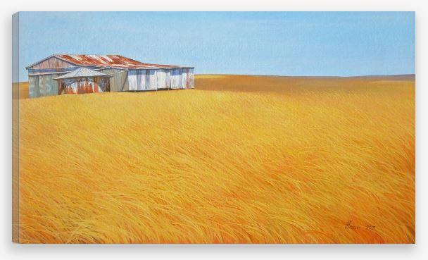 CANVAS PRINTS - Australian Painting Landscape Print - Hilltop Shed - JAIME PROSSER ART