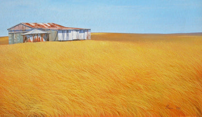 CANVAS PRINTS - Australian Painting Landscape Print - Hilltop Shed - JAIME PROSSER ART