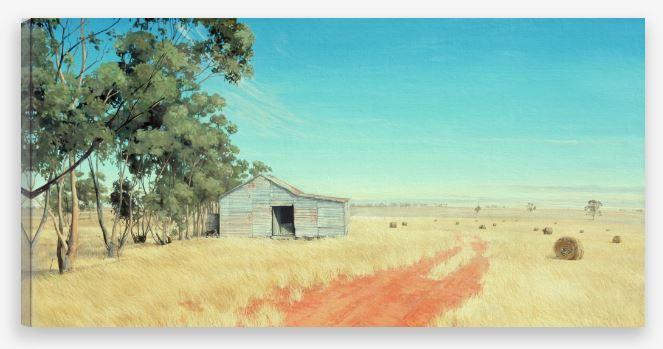 Australian Art Painting Landscape Print - Old Shed Near SA Border Print - JAIME PROSSER ART