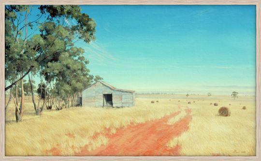Australian Art Painting Landscape Print - Old Shed Near SA Border Print - JAIME PROSSER ART