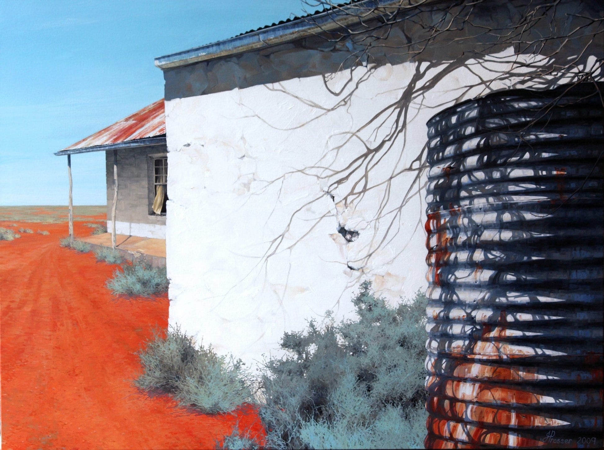 Red Dust Against Sun-Bleached Walls Print - JAIME PROSSER ART