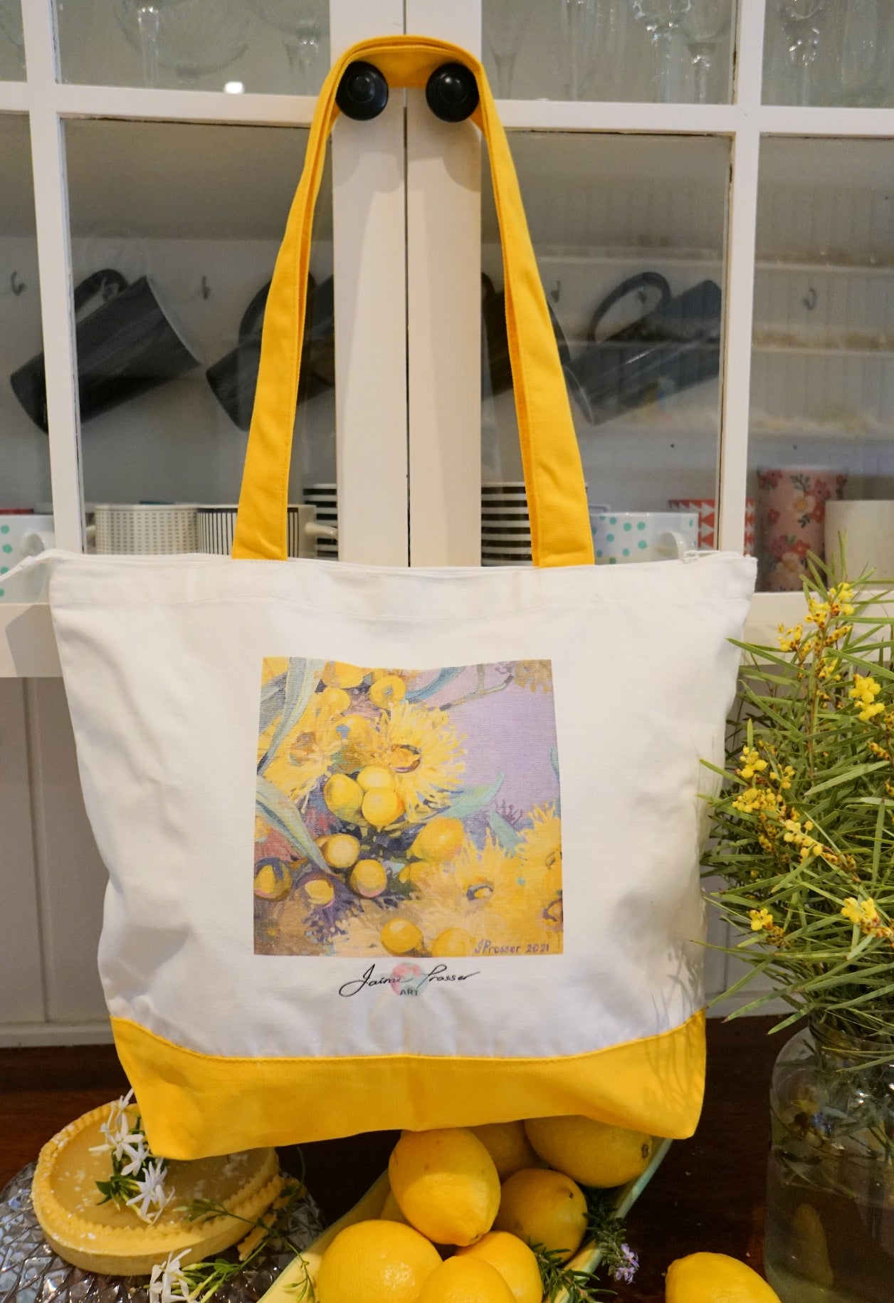 YELLOW GUM FLOWERS - ART TOTE BAG