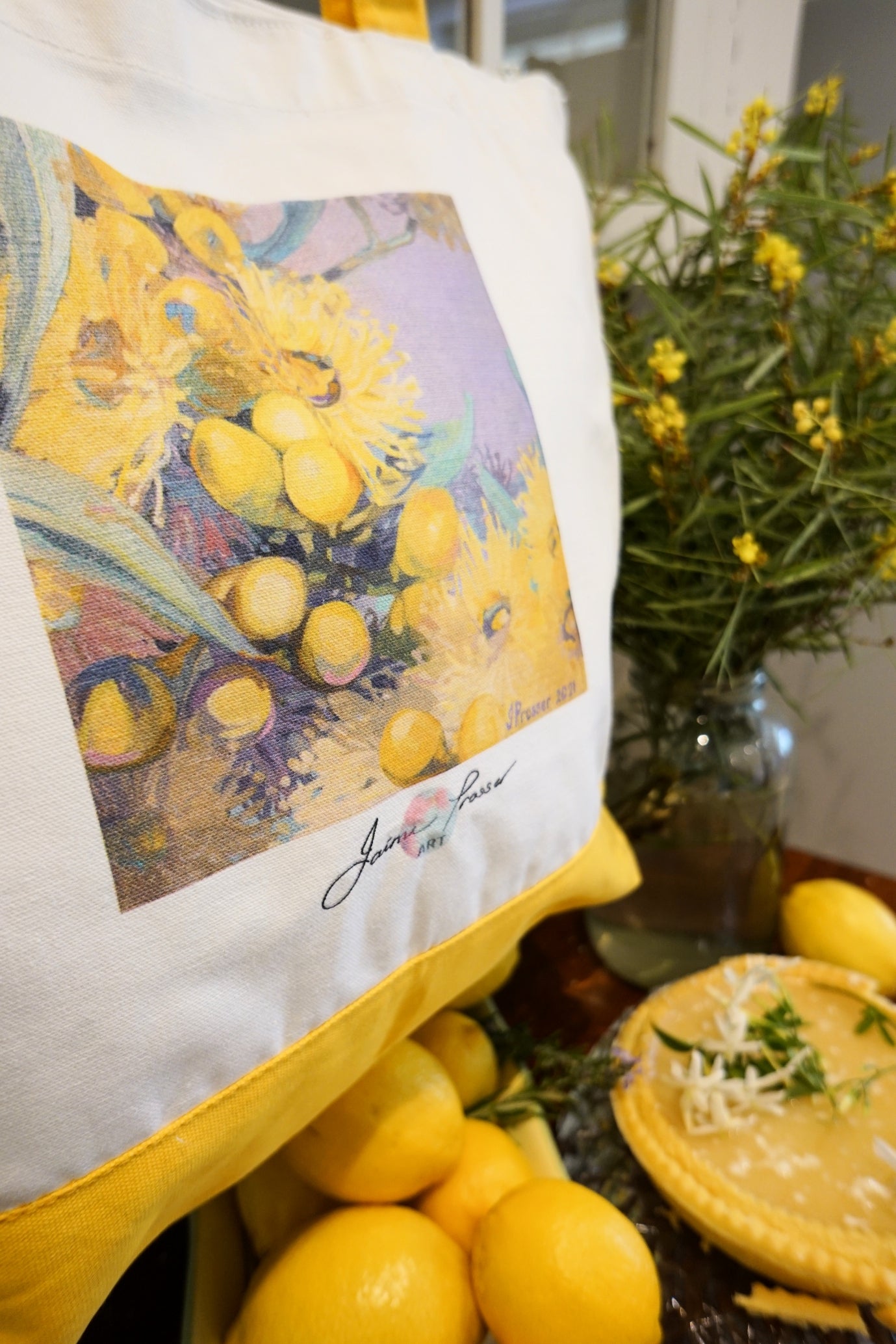 YELLOW GUM FLOWERS - ART TOTE BAG